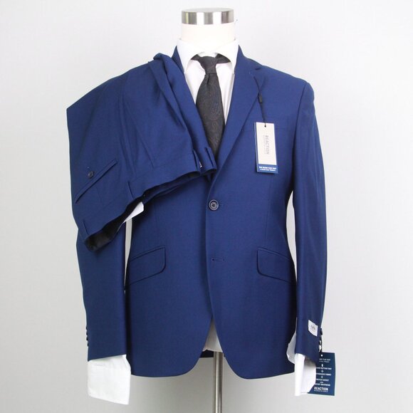 38S Kenneth Cole Reaction 2-pc Suit Blazer Jacket Pant Size 31Wx32L Blue E05654 - Picture 1 of 6